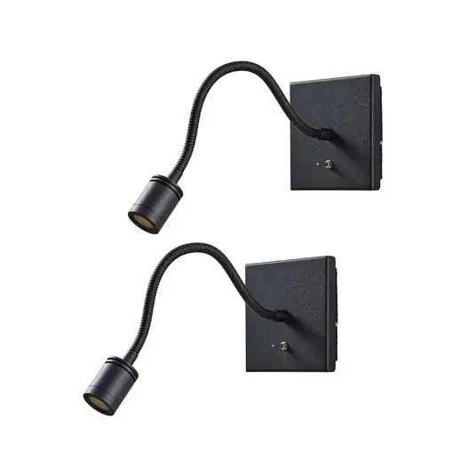 Lindby Lampada a LED da parete Mayar, 2 pezzi, nero, lampada a LED da lettura, Offerta