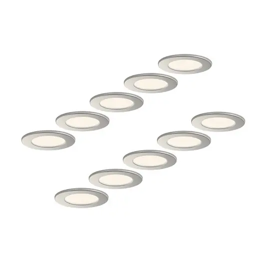 Prezzo Scontato Prios Luci LED da incasso Cadance, argento, 12 cm, set di 10, CCT