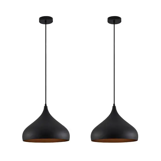 Lindby lampada a sospensione Ritana, set da 2, nero-oro, metallo, E27 Quantità Limitata