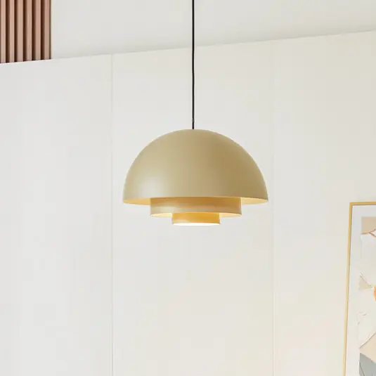 Lucande Nymara Lampada a sospensione LED, beige, alluminio, Ø 40 cm Solo Oggi