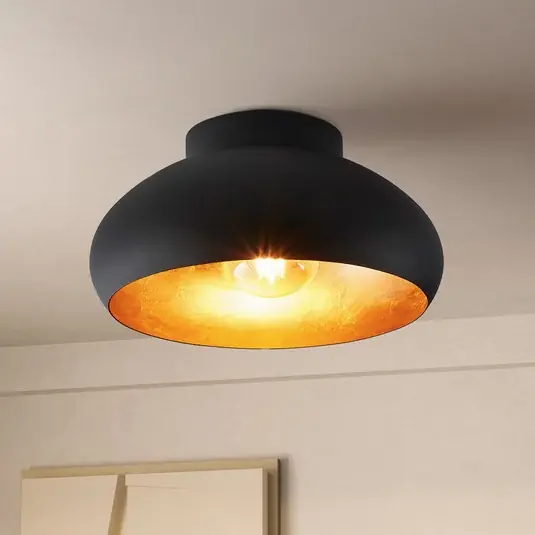 EGLO Mogano 2 plafoniera, Ø28cm, nero/oro Prezzo Conveniente
