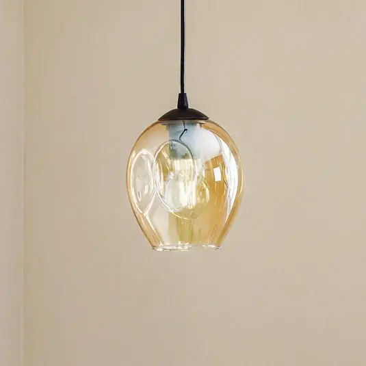 Lampada a sospensione Starla 1 luce, paralume in vetro ambra Offerta Lampo
