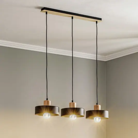 Pagamento Sicuro Lampada a sospensione Tako, 3 luci, nero
