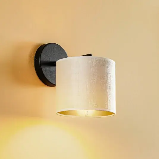 Applique Jari paralume in tessuto, bianco-oro Prezzo Scontato