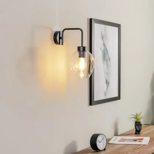Applique Lukka, 1 luce, nero/trasparente Di Tendenza