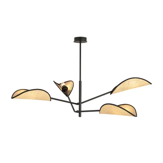 Offerta Lampada a sospensione Vene, nero/effetto rattan, 4 luci