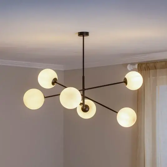 Plafoniera Linear, nero/opale, 6 luci Di Tendenza
