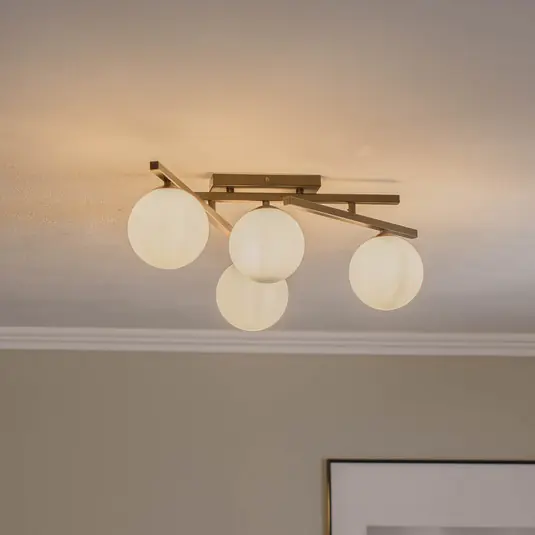 Plafoniera Smart, nero/opale, a 4 luci Di Tendenza