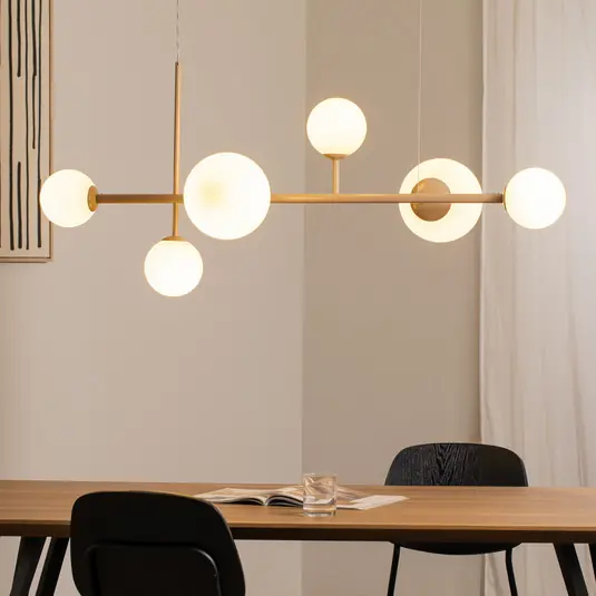 Compra Online Lampada a sospensione Joel, beige/bianco, 6 luci