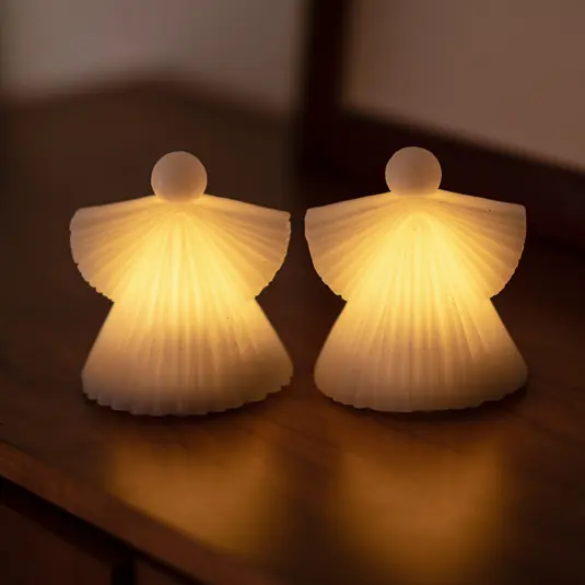 Figura LED Asta, angelo, cera bianca, 10cm, 2x Solo Oggi