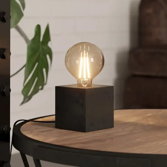 Soddisfatti O Rimborsati Lampada da tavolo Prestwick 2 cubo di legno, nero
