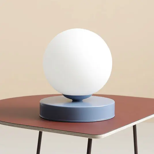 Professionale Lampada da tavolo Joel, altezza 17 cm, blu/bianco
