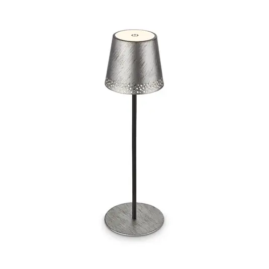 Lampada da tavolo LED Kiki, argento antico, IP44, 3.000K Solo Oggi