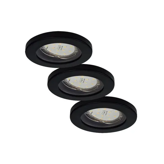 Lampade a incasso per bagno ELC Delfan LED, 3 pezzi, nero Scelto Dai Clienti