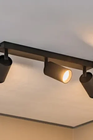 Faretto da soffitto Sado nero acciaio regolabile a 3 luci lungo Promozione