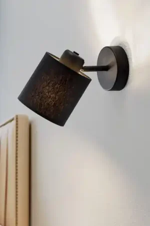 Applique Suerte, nero / oro, 1 luce, tessuto, acciaio Non Perdere
