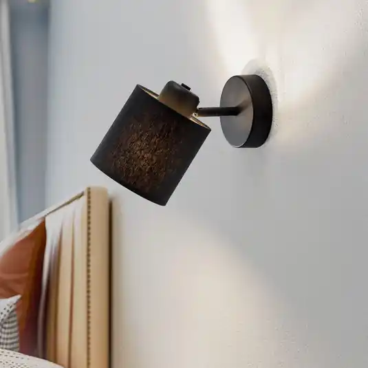 Applique Suerte, nero / oro, 1 luce, tessuto, acciaio Non Perdere