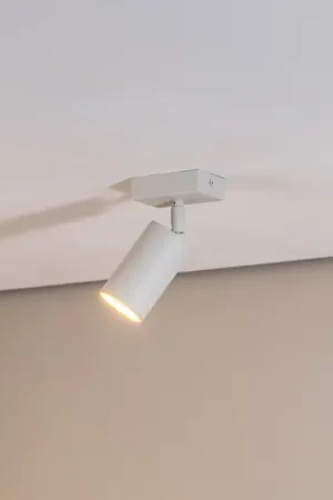 Consegna Rapida Faretto da soffitto Sado bianco acciaio, orientabile a 1 luce angolare