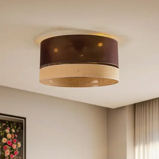 Scelto Dai Clienti Plafoniera Euluna Levo, Ø60 cm, juta/marrone scuro