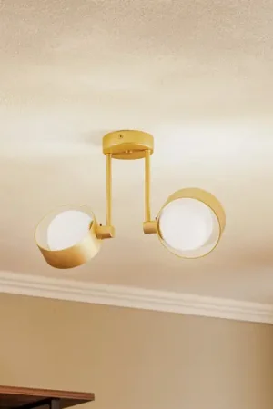 Compra Online Plafoniera Mado, vetro opalino/ottone, 2 luci