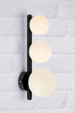 Applique per il bagno Puro nero a 3 luci in vetro Solo Oggi