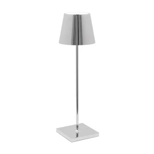 Acquista Ora Zafferano Poldina Lampada da tavolo a batteria, decorazione cromata