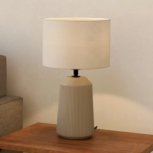 Lampada da tavolo Capalbio, sabbia/paralume bianco Offerta Lampo