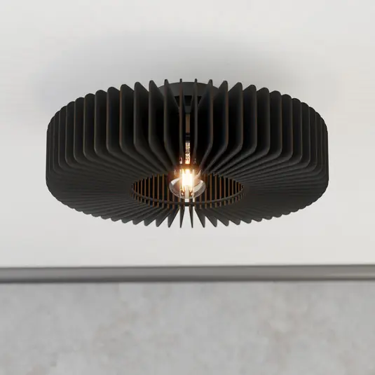Plafoniera Palombaia, nera, Ø 50 cm, acciaio/legno, E27 Compra Online