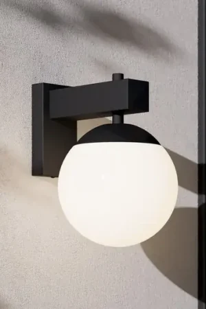 Applique da esterno Bufalata, nero/bianco opale Saldi