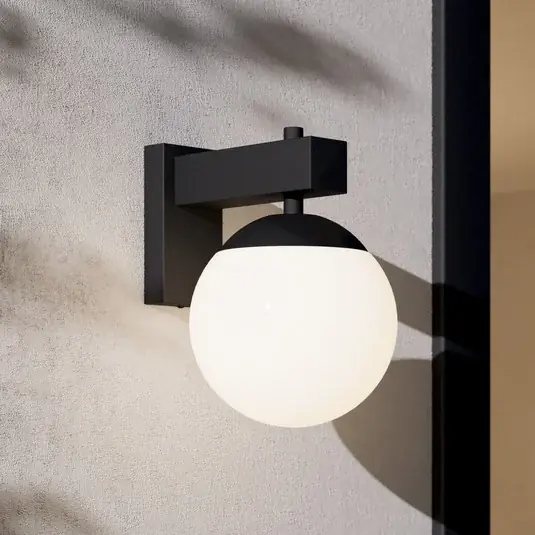 Applique da esterno Bufalata, nero/bianco opale Saldi