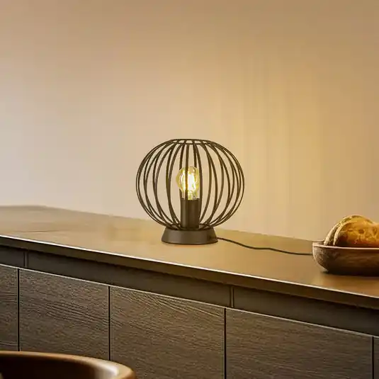 Nuovo Arrivo Lampada da tavolo Lindby Maivi, nero, 25 cm, ferro, gabbia