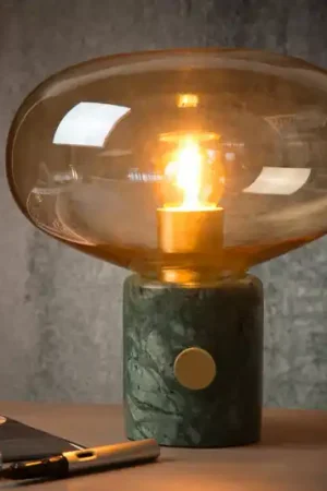Compra Online Lampada tavolo Charlize, verde marmorizzato/ambra