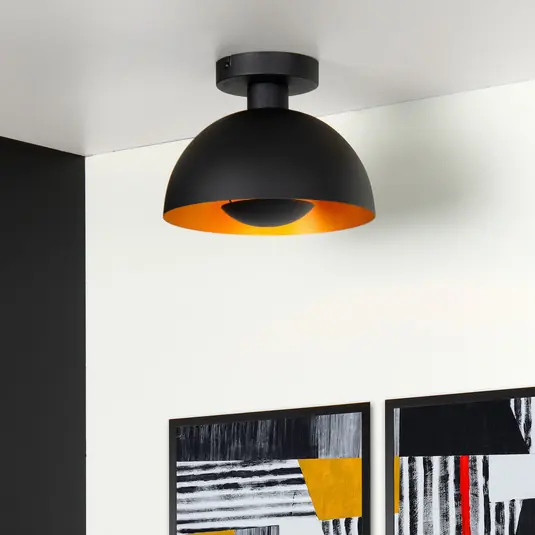Plafoniera Siemon di acciaio, Ø 25 cm, nero Popolare