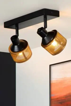 Di Tendenza Faretto a soffitto Rafa con griglia, 2 luci