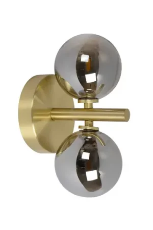 Applique Tycho, 2 luci, oro/fumè Consegna Rapida