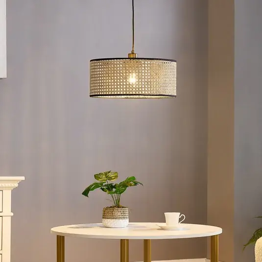 Lampada a sospensione Lindby Otso, altezza 17 cm, bambù, E27 Ultime Pezzi
