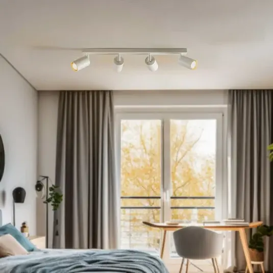 Faretto da soffitto Zoom, a 4 luci, bianco, metallo, GU10 Prezzo Di Fabbrica