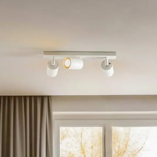 Sconto Faretto da soffitto Zoom, a 3 luci, bianco, metallo, GU10
