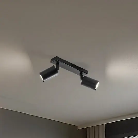 Faretto da soffitto Zoom, a 2 luci, nero Promozione