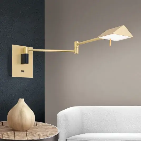Applique LED Boston con presa USB, ottone Saldi