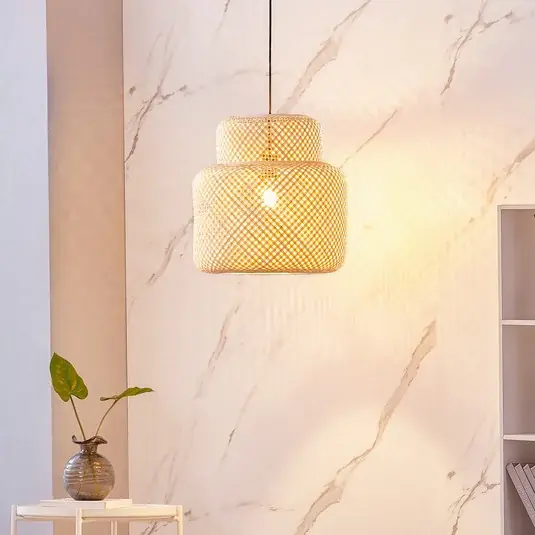 Lindby Venora lampada a sospensione, Ø 40 cm, a un livello, bambù, E27 Must-Have