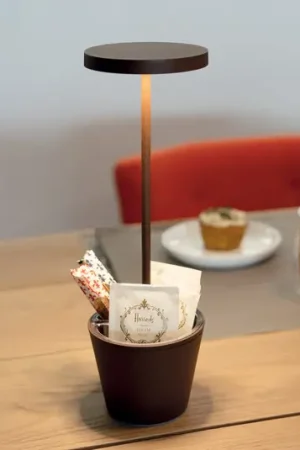 Zafferano Poldina Reverso Lampada da tavolo a batteria corten Vendita Finale