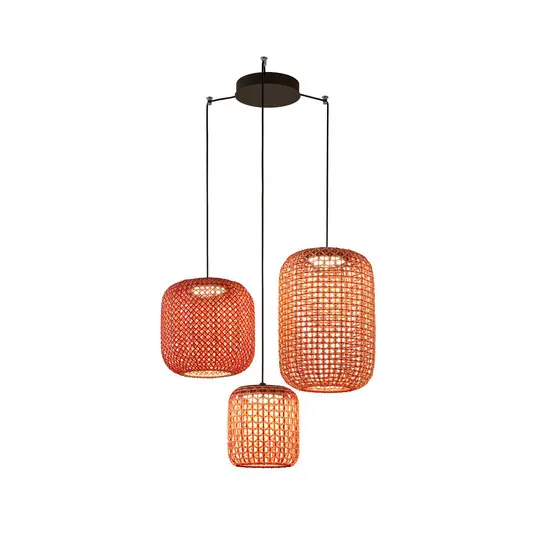 Bover Nans S/3L LED a sospensione, 3 luci, rosso Spedito Oggi