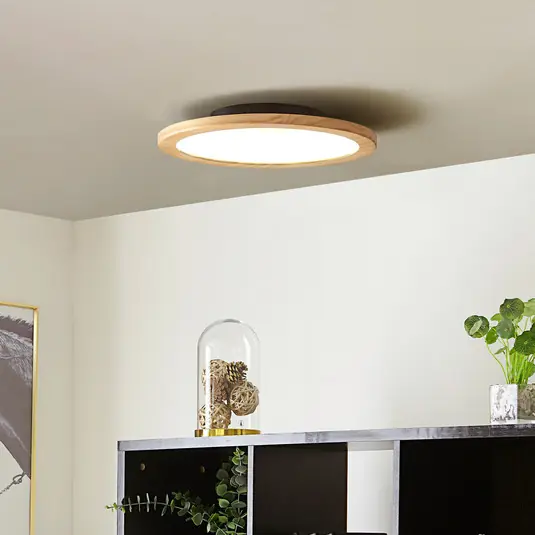 Lucande Plafoniera LED Joren, Ø 38 cm, legno, CCT, telecomando Miglior Prezzo
