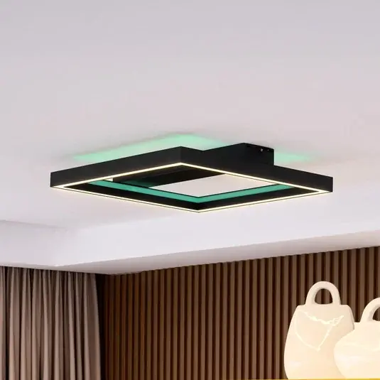 Lucande Smart Plafoniera LED Tjado, 50 cm, nero, RGBW Prezzo Conveniente