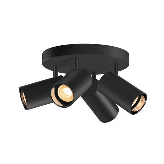 SLV Asto Tube Faretto da soffitto GU10 a 4 luci rotondo nero Solo Oggi