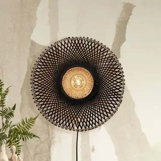 Good & Mojo Kalimantan da parete, nero/naturale, Ø 44cm Promozione Esclusiva