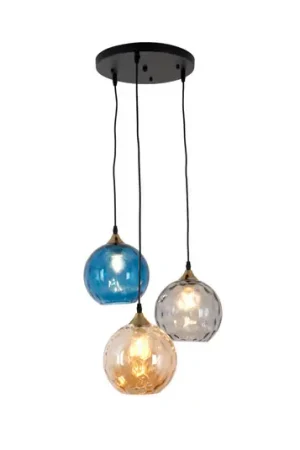 Vendita Finale Sospensione La Spezia 3 luci vetro ambra/blu/fumè