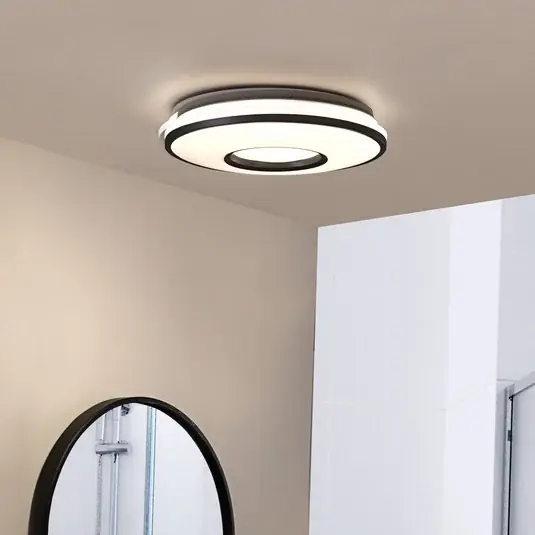 Lindby plafoniera Furgo, argento/bianco, plastica, IP44 Prezzo Basso