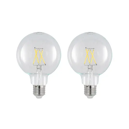 Promozione LED E27 4W 2.700K G95 globe trasparente set 2x
